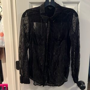Guess black lace blouse size small